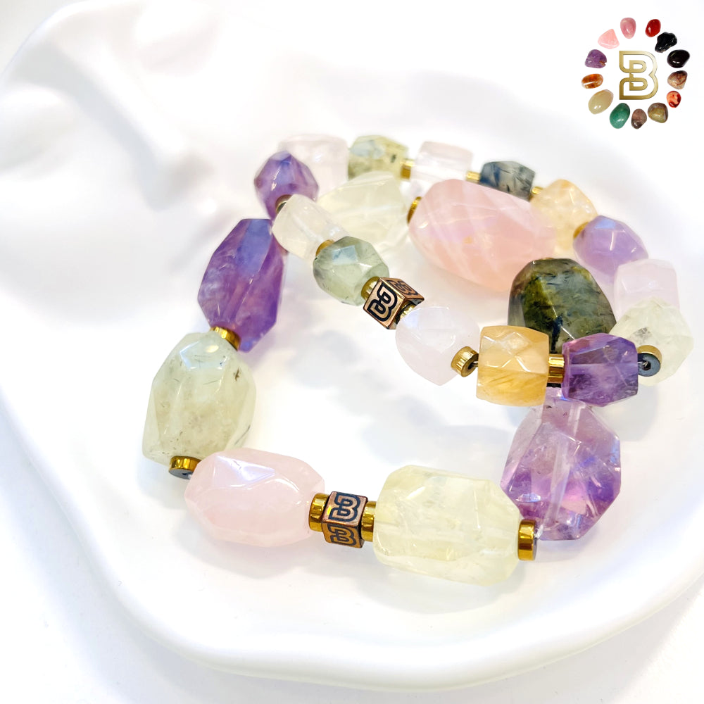 Mix Stones ( Amethyst, Prehnite, Rose Quartz, Citrine)